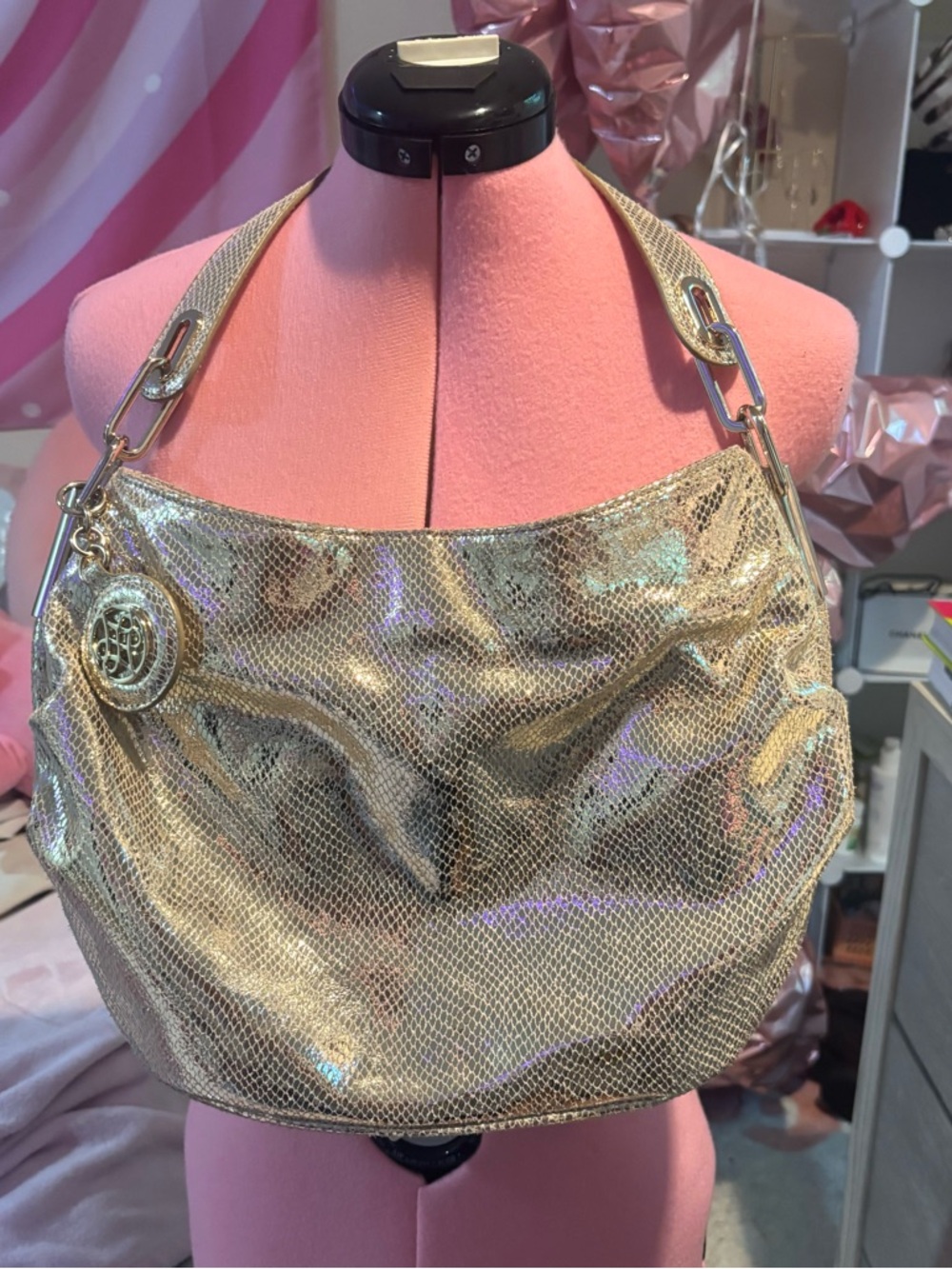 ANTONIO MELANI Gold Metallic Shoulder Bag